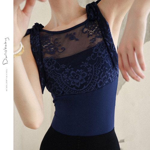 danzbaby芭蕾舞服女形体服成人芭蕾体服蕾丝系带蝴蝶结体服B344