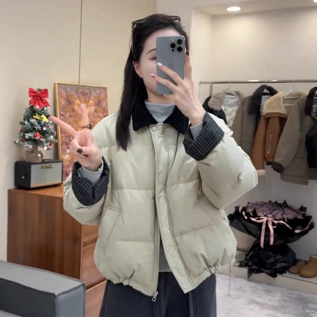 设计感翻领棉服外套女2025冬季新款韩系时尚宽松显瘦保暖棉衣上衣