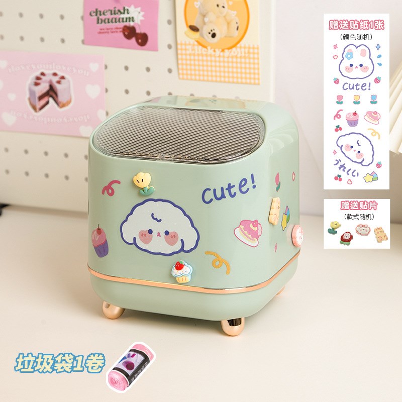 桌面垃圾桶按压式可爱方形梳妆台纸巾收纳盒宿舍桌上废纸篓大容量