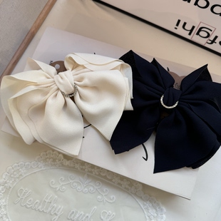 CHIC JEWELRY 韩国发饰头饰ins风复古风蝴蝶结带钻弹簧夹弹夹发夹