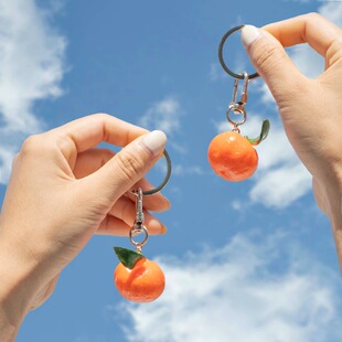 大橘大利!情侣学生包包挂件小橘子钥匙扣仿真治愈系创意礼物~