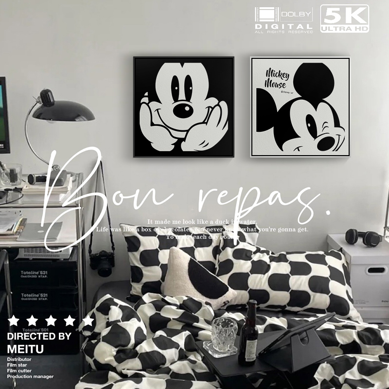 米奇钻石画满钻ins风卧室床头挂画潮贴钻十字绣2025新款卡通动漫