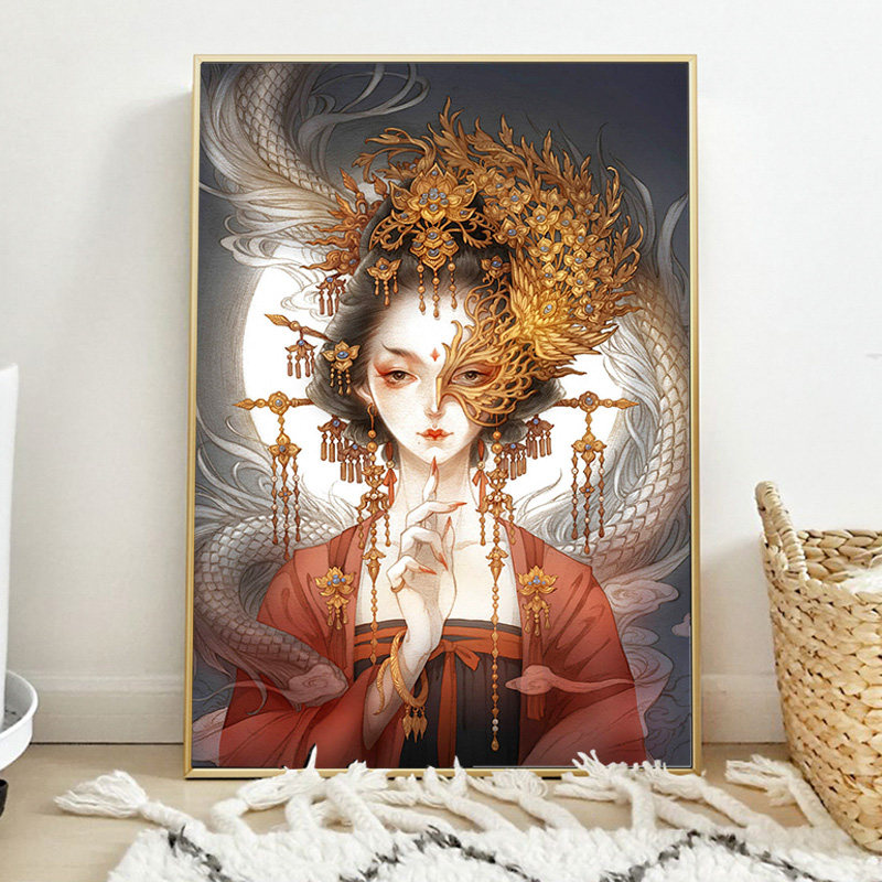 半面妆钻石画满钻2021新款古风十字绣小件人物卧室小幅点钻5d玄关