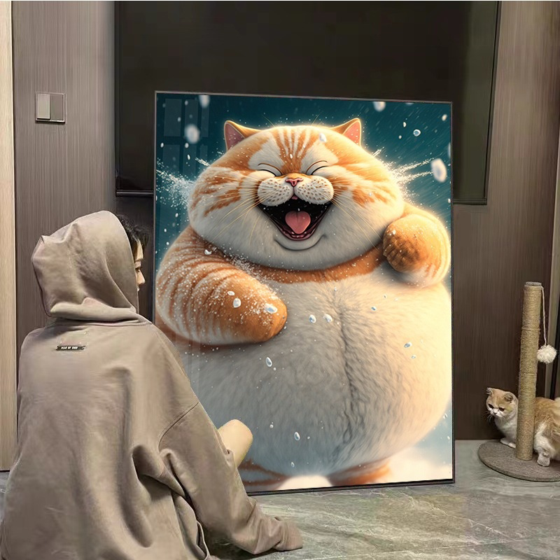 大肥橘猫钻石画满钻2023新款卧室治愈招财猫咪贴钻十字绣砖石贴画