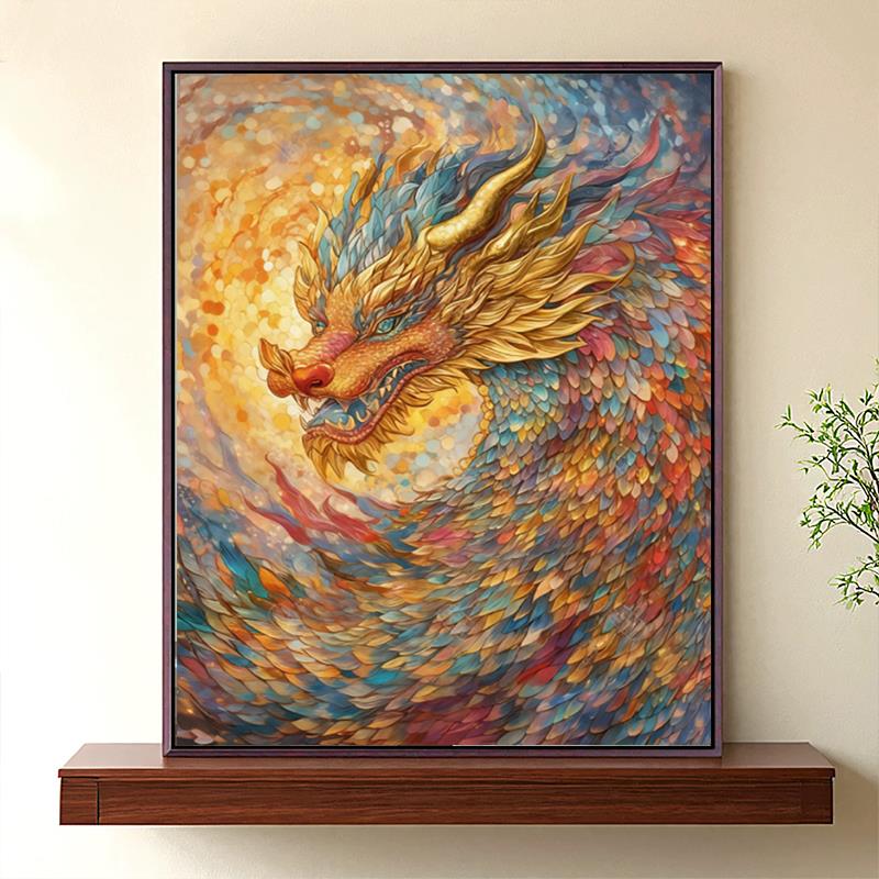 新款山海经神龙数字油画di