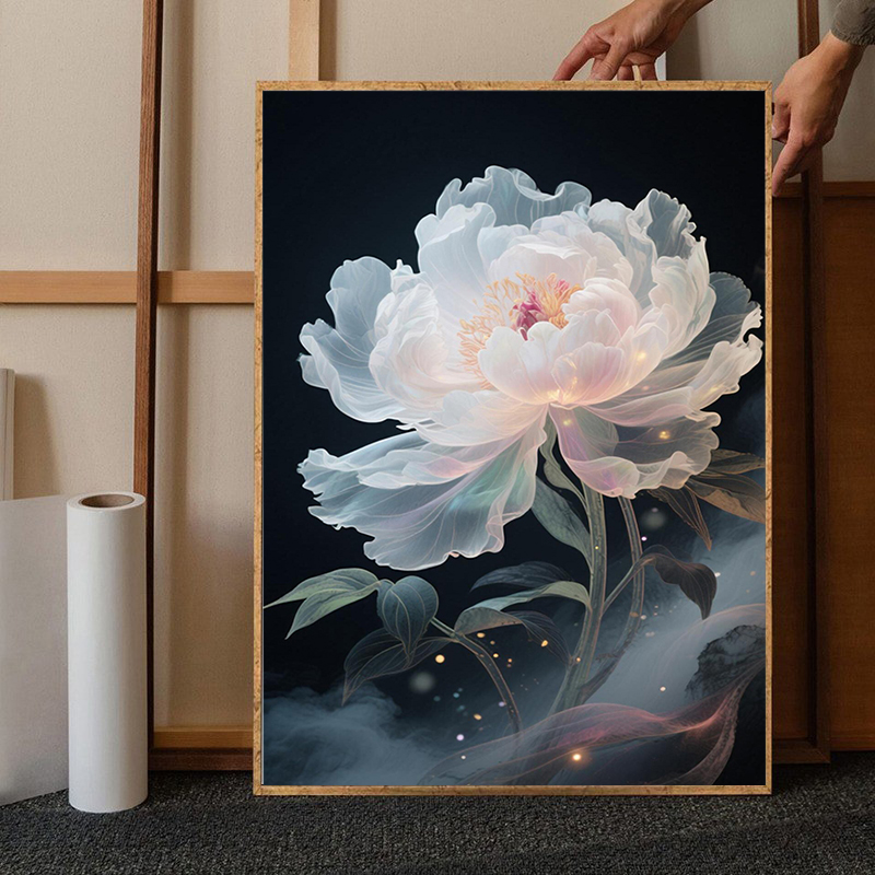 国色天香牡丹花diy数字油画手工填充手绘填色高级感丙烯装饰画图片