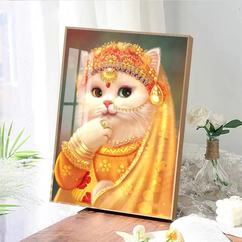 卡通贵妃猫咪钻石画满钻客厅卧室餐厅小件贴砖十字绣2025新款手工