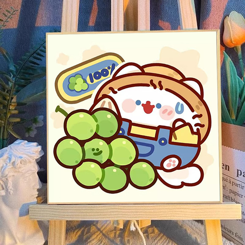 卡通水果喵喵diy数字油画手工填色儿童手绘好玩治愈减压丙烯装饰图片