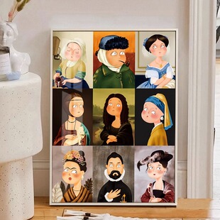 创意Q版世界艺术名画钻石画2025新款满钻十字绣水钻高级感装饰画