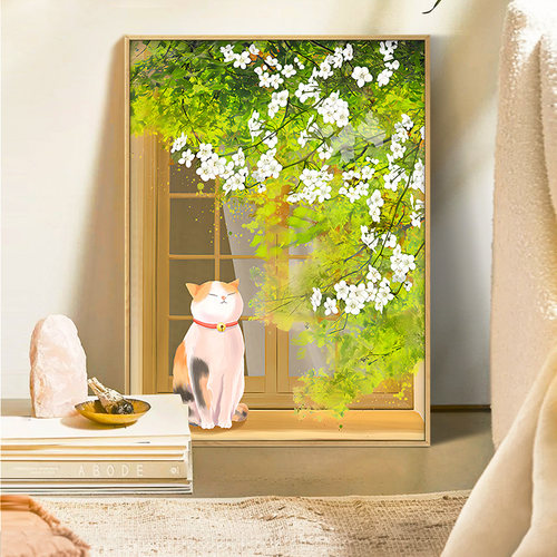 猫肥家润钻石画满钻客厅小件玄关点贴砖十字绣2025新款餐厅手工5d