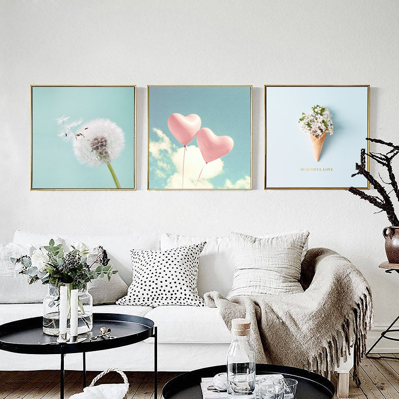 2020款现代简约客厅卧室钻石画十字绣手工蒲公英之恋钻石绣三联画