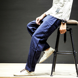 风复古棉麻阔腿裤哈伦宽松大码长裤休闲男裤6020-1//，男装休闲裤，电商B275