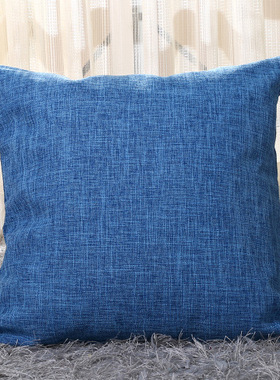 美式加厚亚麻抱枕套不含芯正方形北欧风高档客厅纯色沙发靠枕靠垫