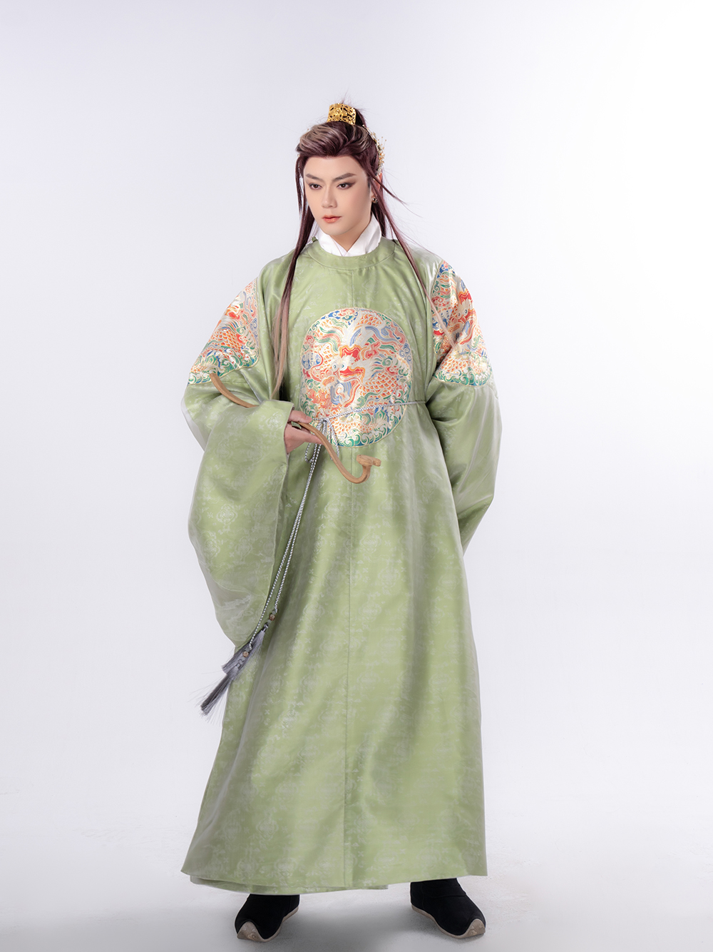 等云来【又见青山】涂云司风疯同款明圆领补服仿妆花四团龙补