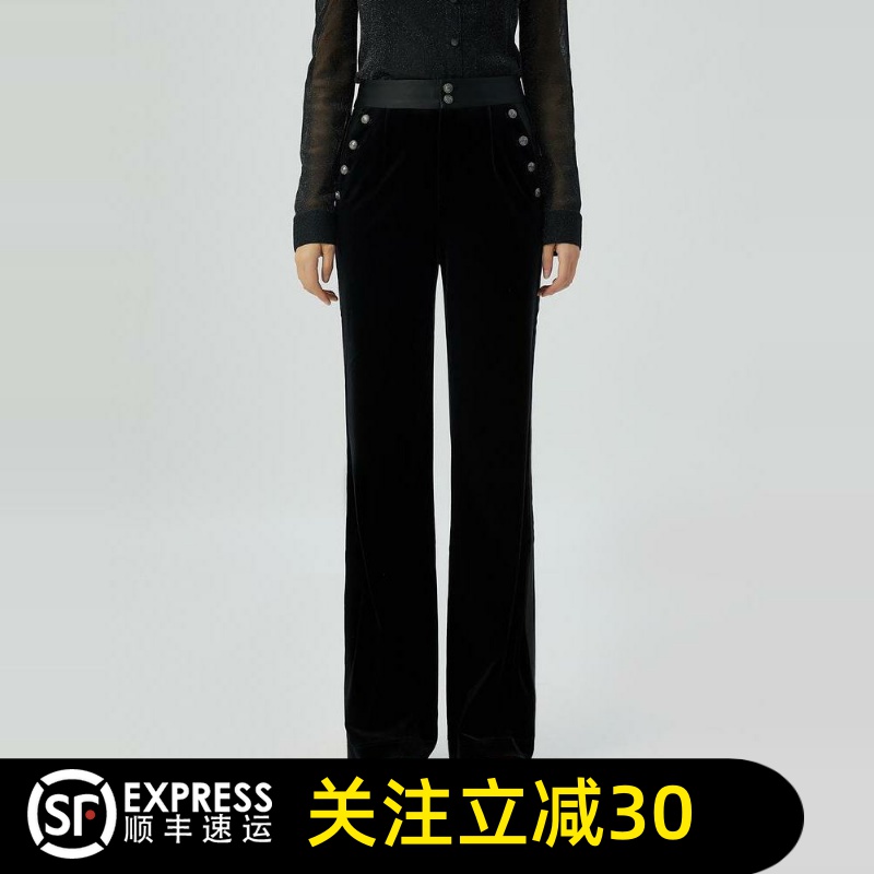 哥弟清仓2025春秋新款高腰丝绒直筒裤女百搭垂感休闲裤长裤女