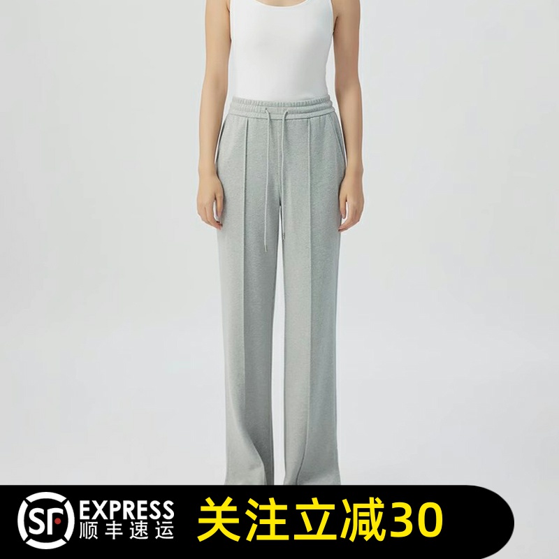 哥弟清仓官方2025春秋季新款抽绳开叉百搭时尚纯色灰色休闲裤