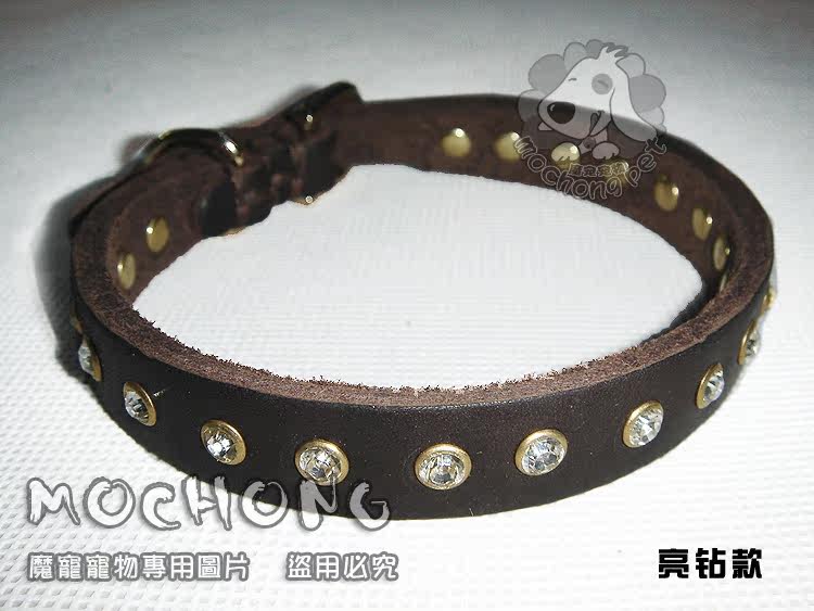 纯牛皮宠物项圈 狗狗真皮脖套 狗牵引绳