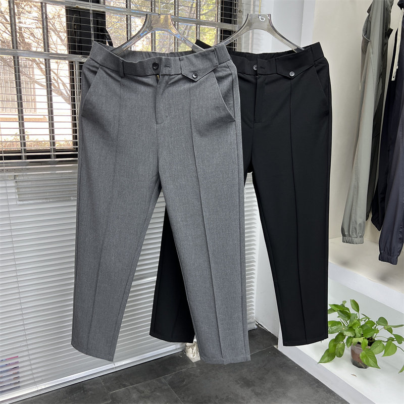 立体中缝男士商务通勤九分休闲裤