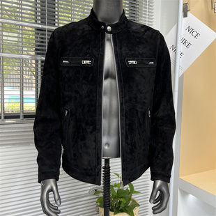 翻毛反绒皮立领真皮夹克！干练时尚秋冬男士立体修身真皮皮衣夹克