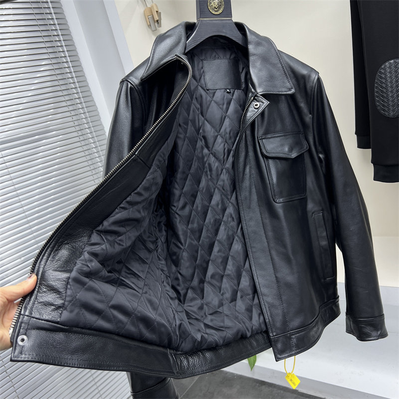 荔纹牛皮时尚袋夹棉真皮皮衣