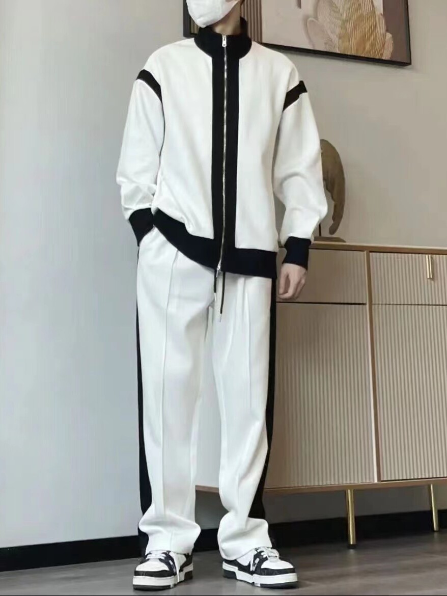 캐주얼 정장 남성 가을 겨울 신작 트렌드 컬러 매칭 루즈 자켓 스트레이트 팬츠 학생 스포츠 투피스 세트