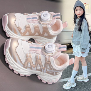 儿童纽扣跑步鞋 春秋百搭老爹鞋 潮 防滑防水休闲鞋 男女童软底运动鞋