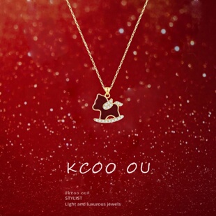 「马上有钱」项链女纯银S999高级感红玛瑙生肖马锁骨链2026年新款