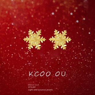 「璀璨雪花」耳钉纯银S999女小众高级感精致养耳洞耳饰新年礼物