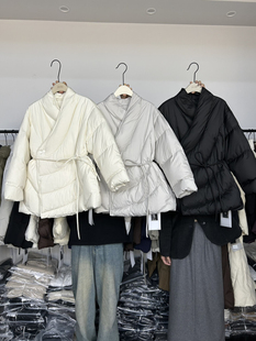 新款 配腰绳 2025显瘦 收腰百搭宽松纯色保暖外套 羽绒服女冬季