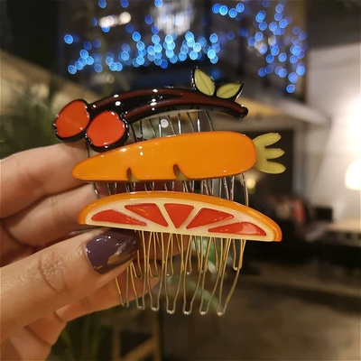 水果插梳刘海梳亚克力发梳