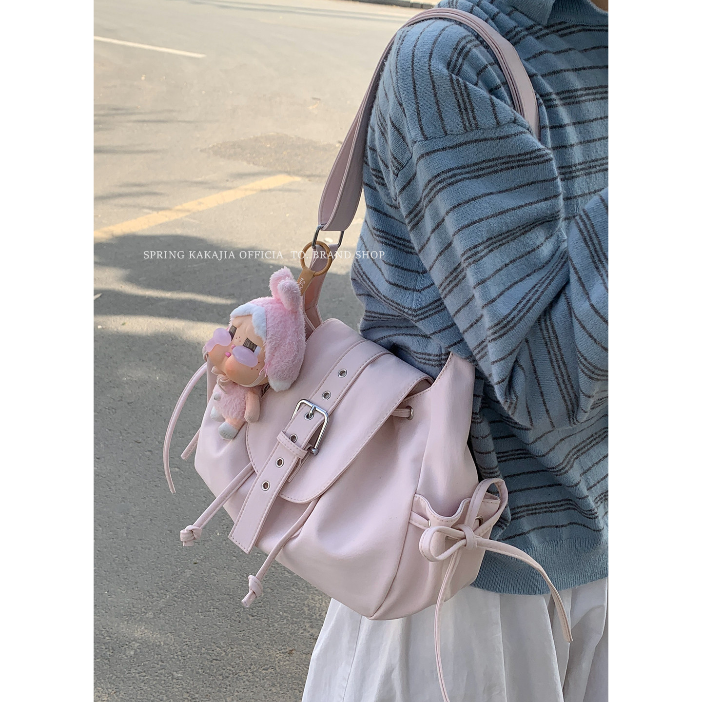 甜美蝴蝶结尼龙帆布包包女2026新款潮酷机车包高级感单肩腋下包