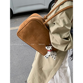 韩系包包女款 2025新款 秋冬复古大容量单肩包美拉德风绒面托特包