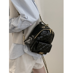 小香风包包女2023新款夏季时尚菱格链条双肩包高级感休闲小背包