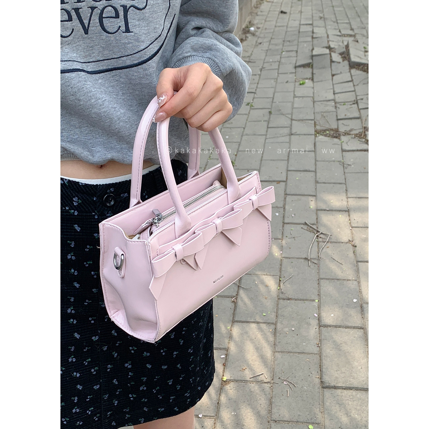 甜美蝴蝶结手提包包女夏季2026新款潮时尚小托特包百搭斜挎小方包