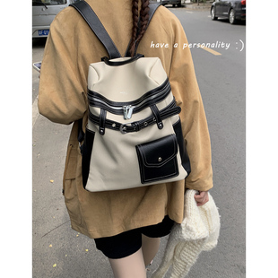 英伦复古双肩包包女2025新款 潮韩国手提凯莉包大容量背包通勤包