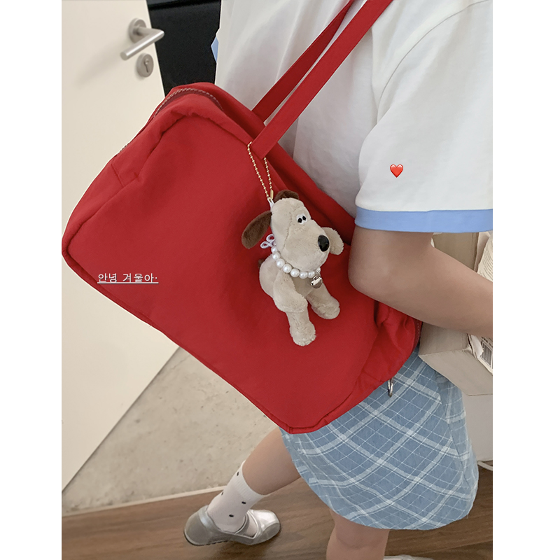 学院风帆布包包女2024新款潮韩国小众腋下包休闲大容量单肩托特包