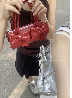 韩国小众腋下包包女夏天2024新款潮时尚枕头包手拎斜挎包红色包包