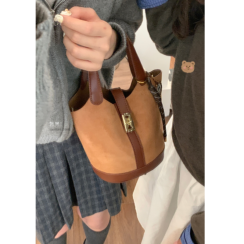 卡乐儿复古麂皮绒菜篮包水桶包