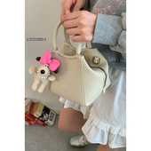 水桶包百搭斜挎包 时尚 韩国荔枝纹手提菜篮子包包女2025新款 潮春季