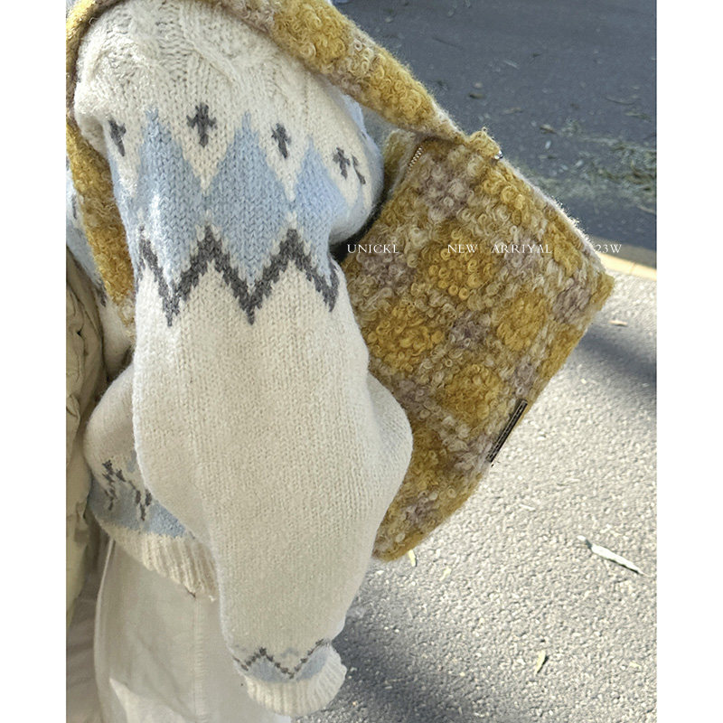 秋冬毛呢格子包包女2023新款潮复古学院腋下包百搭单肩斜挎枕头包,箱包皮具/热销女包/男包,通用款女包,淘宝优惠券,粉丝福利购,淘宝优惠卷