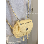 小香风双肩包包女2025新款 潮时尚 韩国菱格背包单肩手提链条水桶包