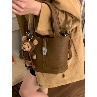 咔咔家高级感荔枝纹手提菜篮包