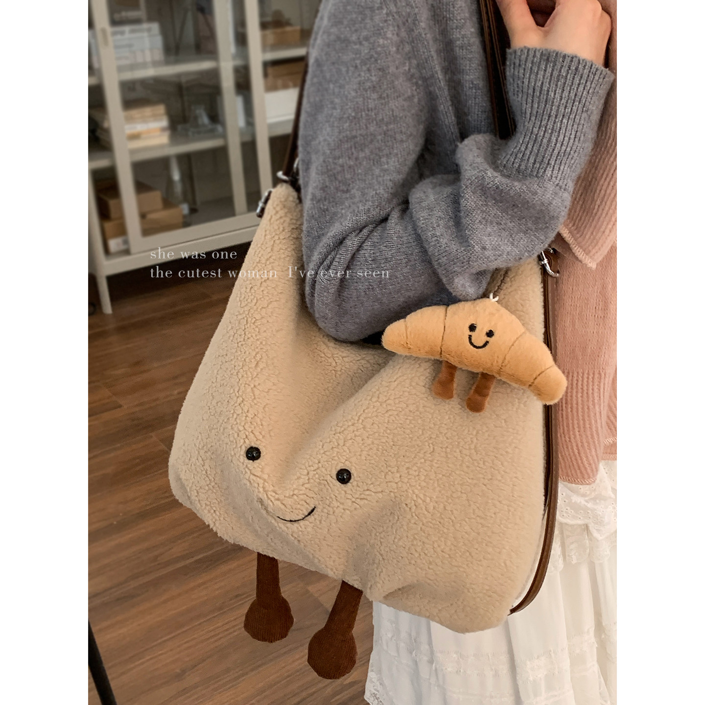 可爱毛绒包包女2025新款潮时尚学院风双肩包大容量羊羔毛托特包,箱包皮具/热销女包/男包,通用款女包,淘宝优惠券,粉丝福利购,淘宝优惠卷