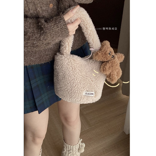 百搭韩版毛绒包单肩包