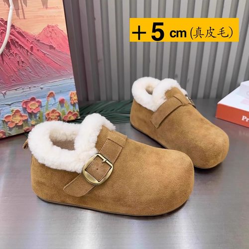 真皮～赵露思同款厚底加绒勃肯鞋女2025新款冬季毛毛雪地靴棉鞋子