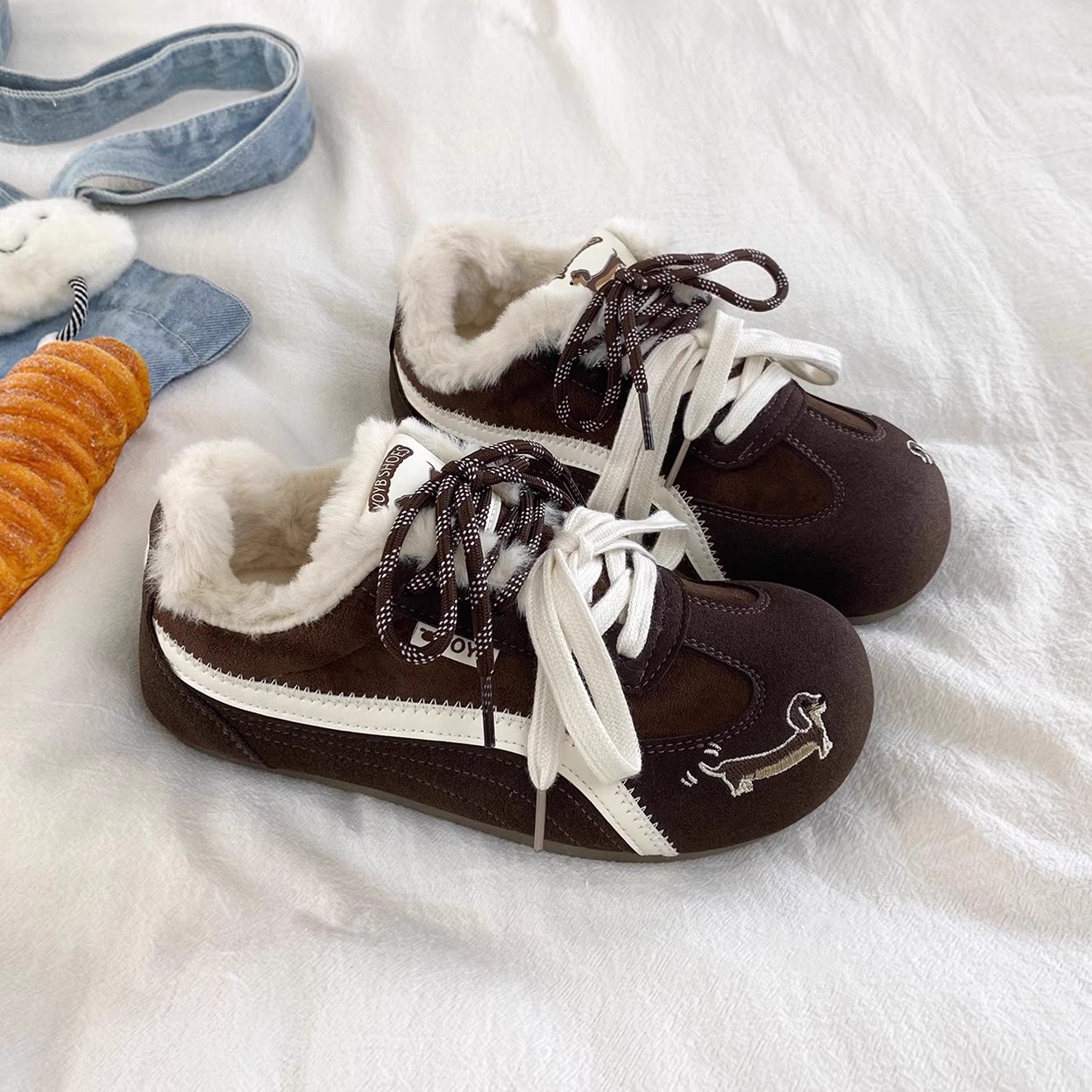 真皮～加绒德训鞋女款2025新款秋冬小众百搭不撞款二棉鞋休闲板鞋