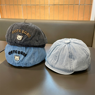 儿童帽子春秋牛仔洋气男童前进帽宝宝遮阳韩版女童鸭舌贝雷帽春潮