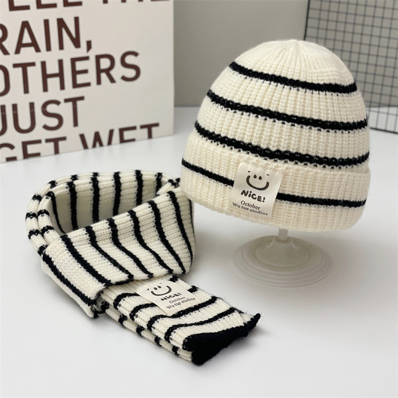 儿童帽子围巾两件套男女童冬季条纹毛线保暖宝宝针织套头护耳帽潮,童装/婴儿装/亲子装,帽子,淘宝优惠券,粉丝福利购,淘宝优惠卷