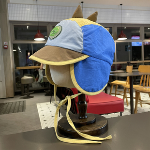 宝宝帽子秋冬季男童雷锋帽女童护耳鸭舌保暖帽儿童防风棒球帽冷帽