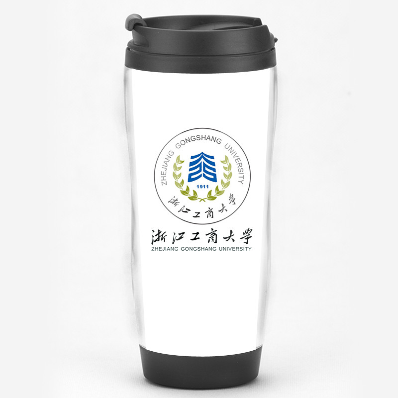 ZHEJIANG GONGSHANG UNIVERSITY 기념품은 학교 엠블럼과 졸업 동창회 물컵을 둘러싼 로고로 맞춤 선물을 제공합니다